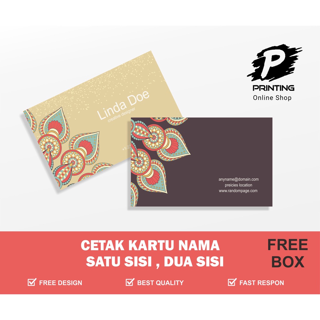 

Kartu Nama Bahan Art Carton 260 gsm + laminasi