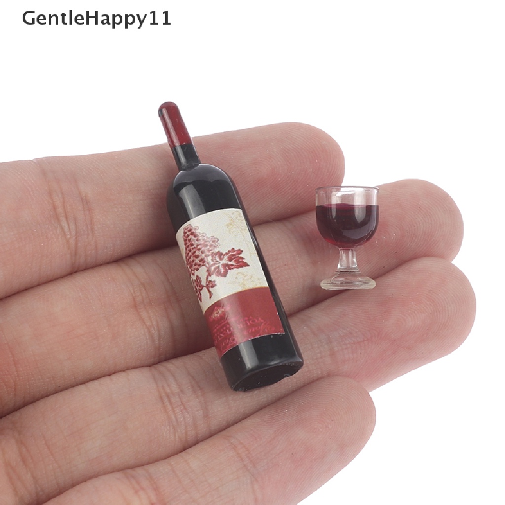 Gentlehappy 3pcs/set1per12rumah Boneka Miniatur Simulasi Botol Anggur Wine Gelas Model Mainan id