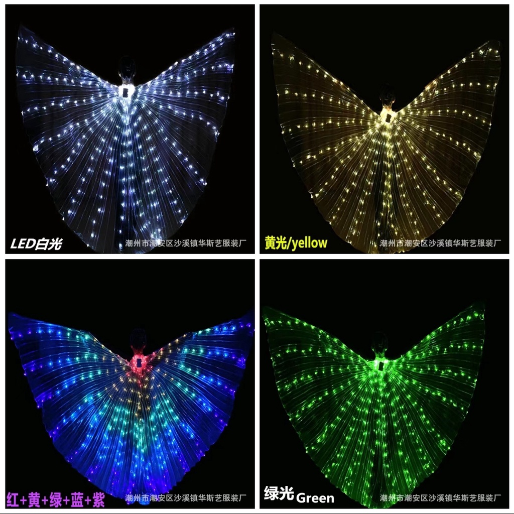 Sayap Malaikat Kerub Kerup Cherub Cherubim Menyala Dalam Gelap Lampu LED Kostum Bidadari Peri Dewasa Aksesoris Nari Penari Tari Tarian Tamborine Gereja Belly Dance Dancer Costum Cosplay Karnaval Performance Pentas Glow In The Dark