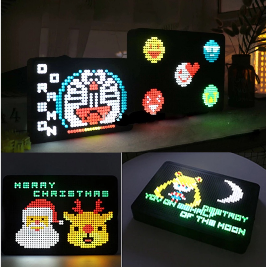 LED Pixel Surat LightBox DIY Luminous Kuku Ibu 6 Warna Baterai USB Pernikahan Natal Hadiah Pesta Papan Pesan