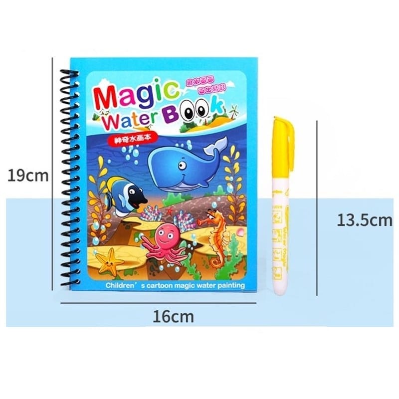 Magic Water Book - Water Colouring Book - Buku Mewarnai Air Free Pen