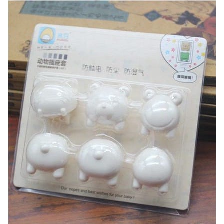 6pcs Cover Pelindung Stop Listrik Anti Setrum Bentuk Babi Lucu