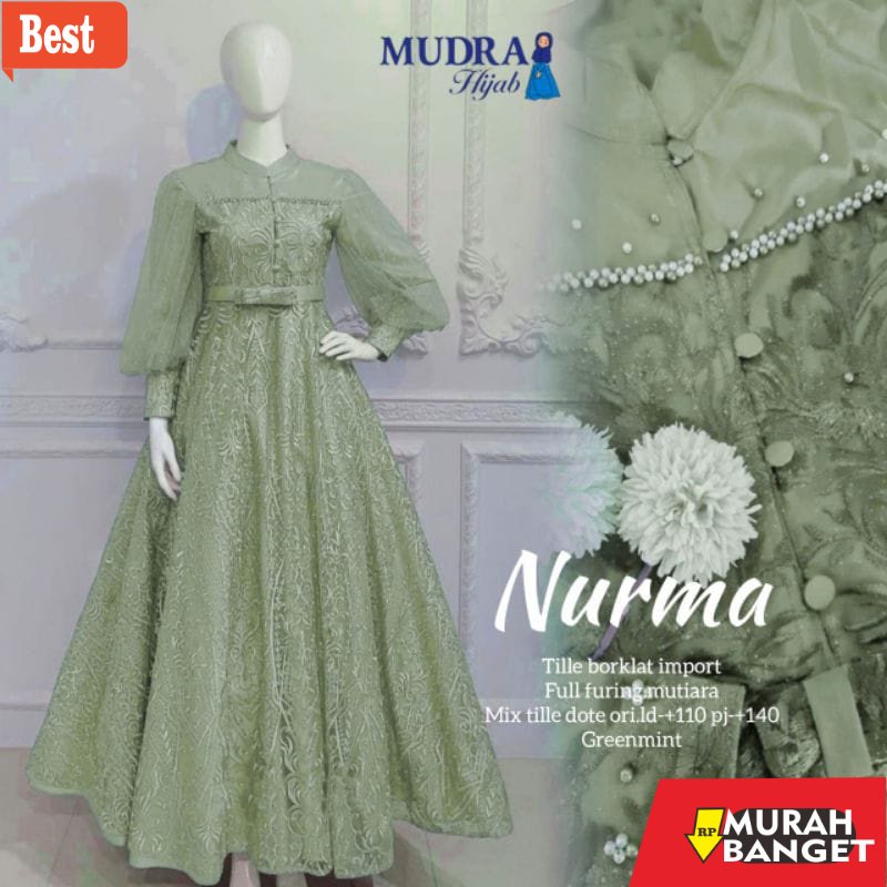 model dress terbaru 2022 Diana Dress Brukat mix Mutiara M-XXL Jumbo Dress Kondangan Pesta Muslim / B