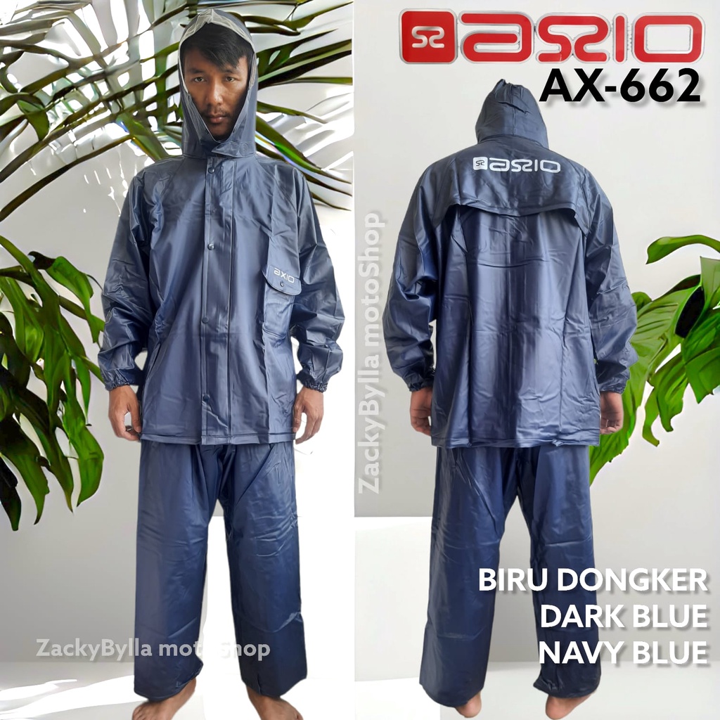 Jas Hujan AXIO Karet AX-662 Navy Blue / Biru Dongker, Full Press,  Anti Rembes