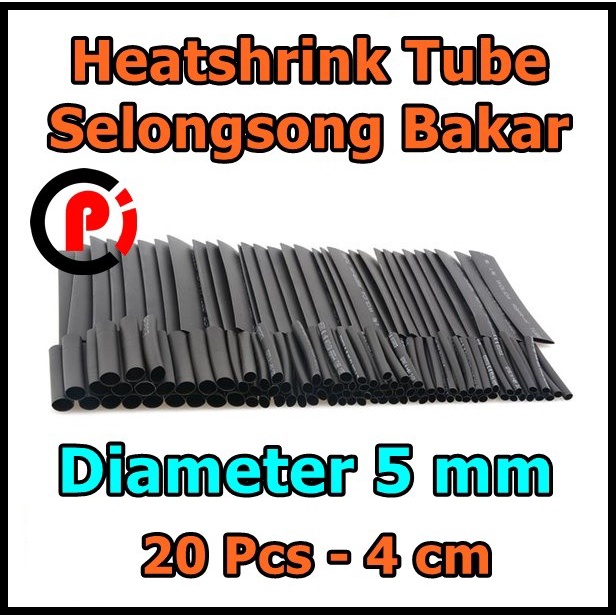 Set 20 Pcs 5mm Selongsong Bakar Untuk Pelindung Sambung Kabel HITAM