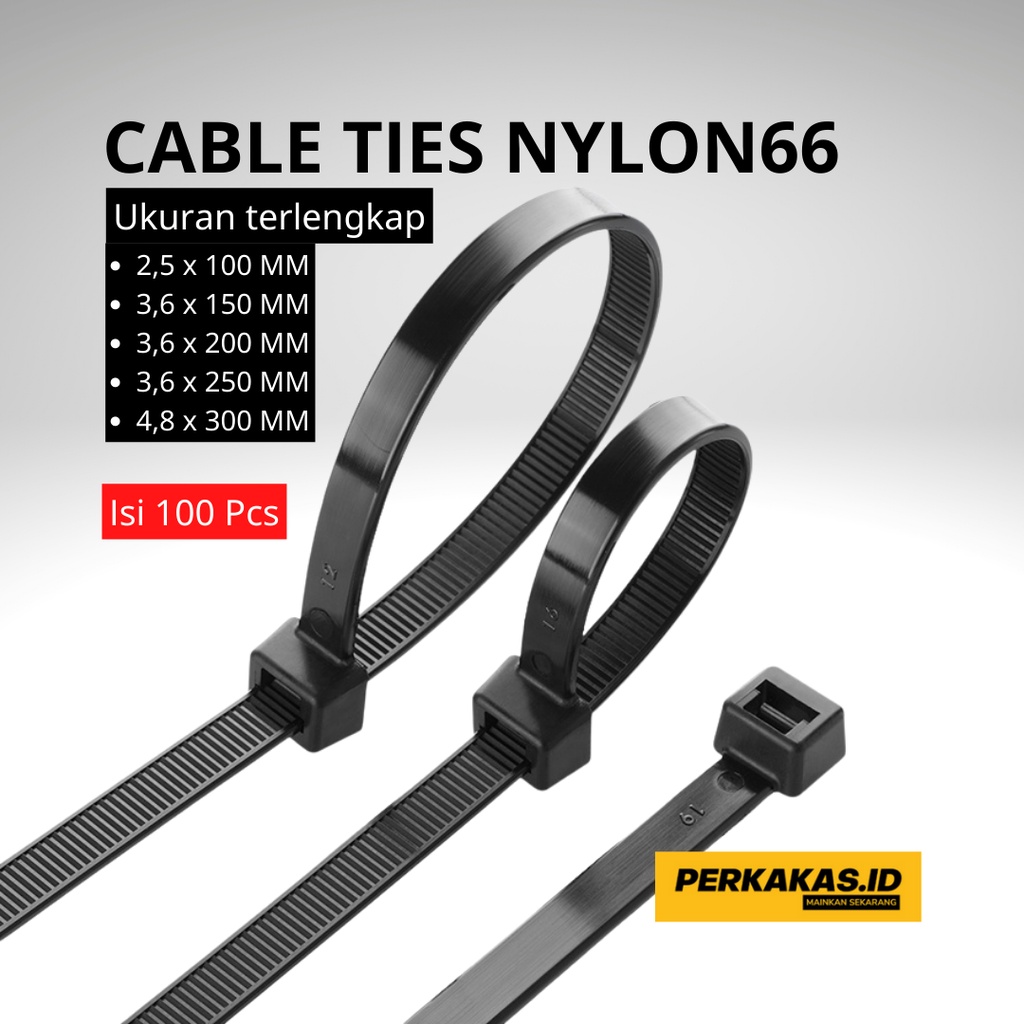 Kabel Ties Hitam Putih 10cm 15cm 20cm 25cm 30cm Isi 100Pcs OWNER