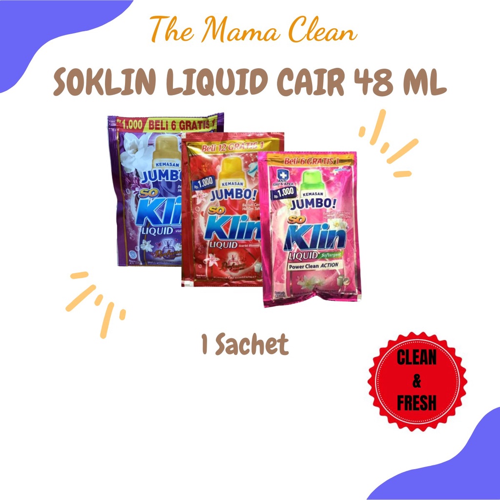 SOKLIN LIQUID DETERGEN SOFTENER KEMASAN SACHET