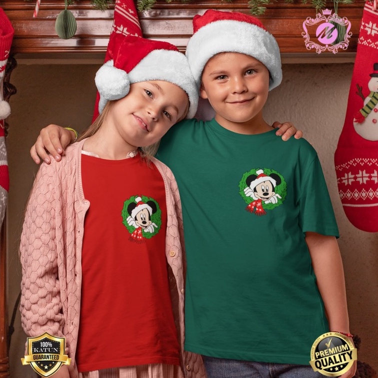 KAOS NATAL ANAK MICKEY MOUSE CHRISTMAS KIDS COUPLE T SHIRT PREMIUM