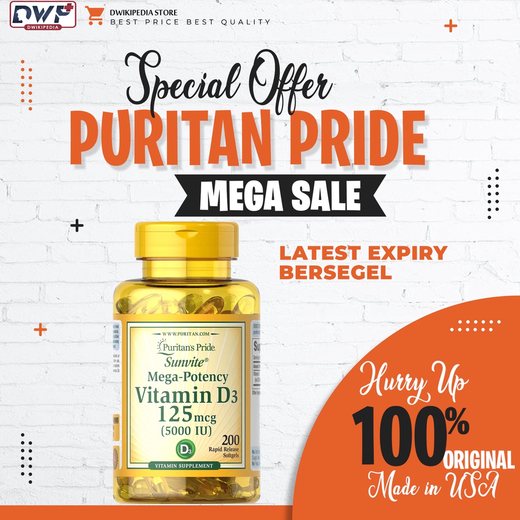 Puritan Pride Vitamin D3 - 5000 IU (125 mCg) - 200 Softgels