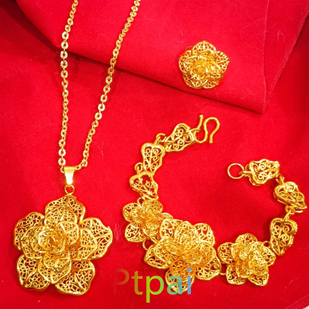 Set Gelang Kendari Bracelet kalung cincin xuping fashion dubai terbaru perhiasan lapis Emas 24k