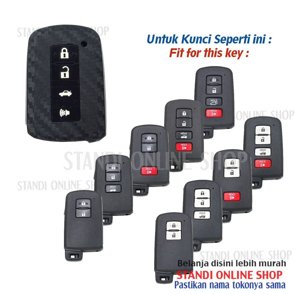 Sarung Kunci Silikon Remote Cover Carbon Smartkey Toyota Camry Altis