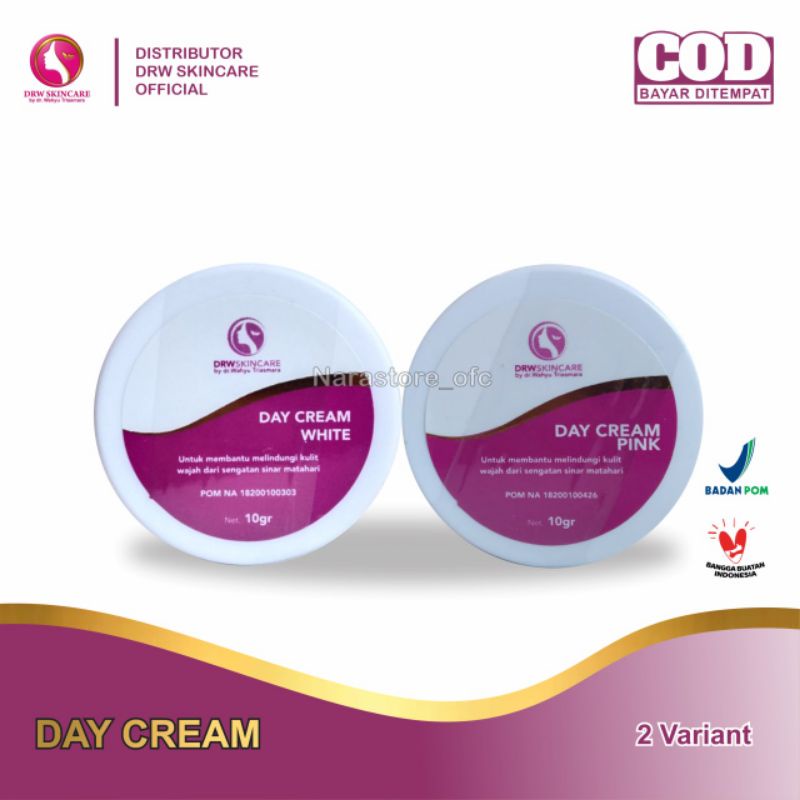DRW SKINCARE DAY CREAM WHITE PINKY BPOM KRIM SIANG KULIT NORMAL FLEK SENSITIF MELINDUNGI DARI SINAR 