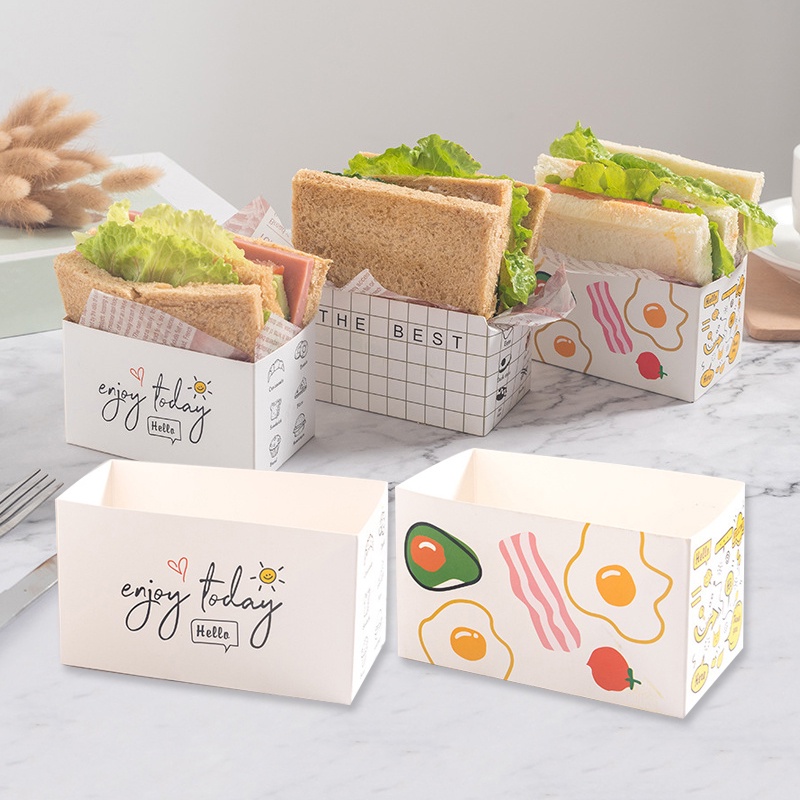 50pcs Box Sandwich Box/Toast Box/Kotak Kue/Box Kentang/Korea Sandwich Box Craft/Wax Paper