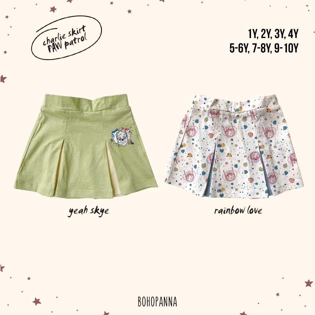 Bohopanna Charlie Top / Skirt 1-10 Tahun Crop Top Bunga Skirt Paw Patrol Anak Perempuan