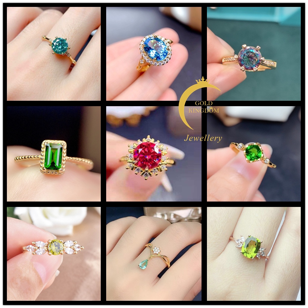 Goldkingdom Perhiasan Fashion Emas Asli Kadar 375 Bangkok Aksesoris Ready Stock 50desain Cincin Wanita Lapis Emas Ruby Emerald Adjustable Rings Shine Like A Diamond Ready Stock