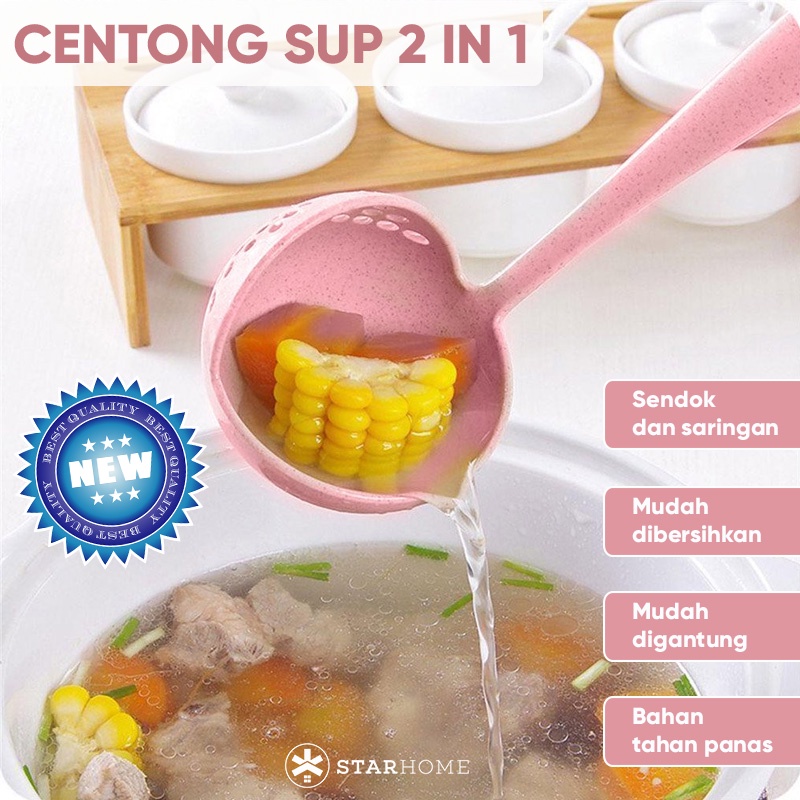 Sendok Sup Centong Saringan Kuah Saringan Sayur Sop Sendok Sabu-Sabu Penyaring Kuah Centong Sup 2 in 1