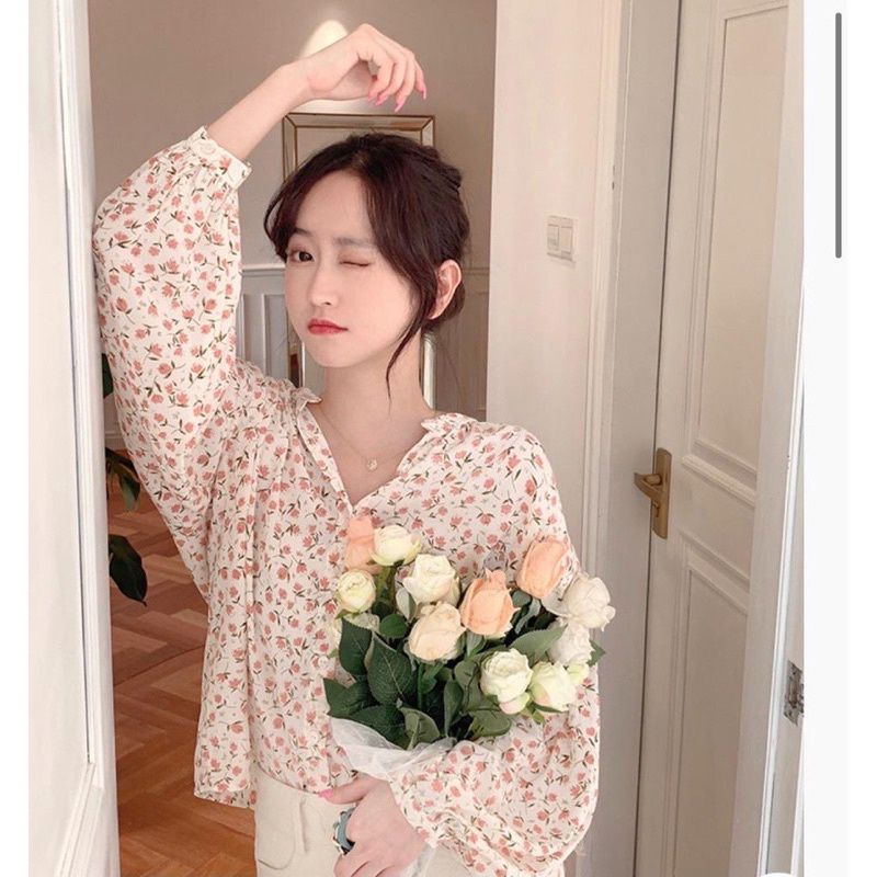 YEJIN KOREAN FLOWER VINTAGE - OVERSIZE BLOUSE