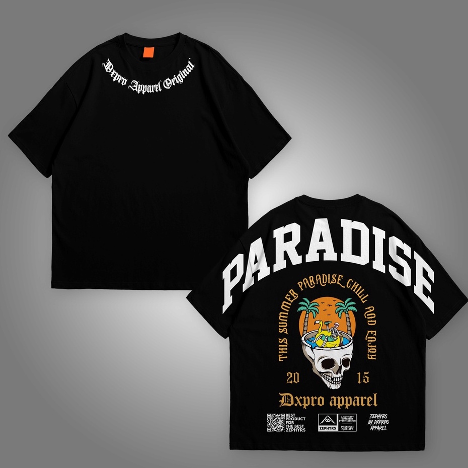 Oversize Tshirt SUMMER SKULL PARADISE HEAVY COTTON 16S