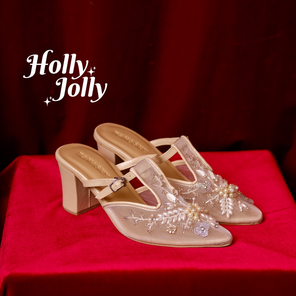 TANASKY - SHAFA WHITE  - Sepatu Heels Wanita 7cm - Wedding Shoes