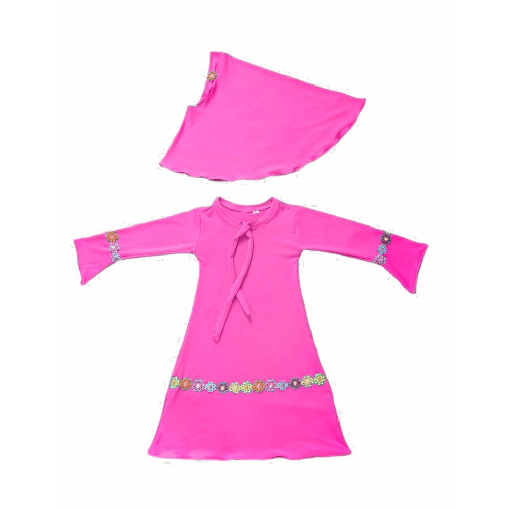 baju anak perempuan | gamis bayi perempuan | gamis anak perempuan | gamis syar'i renda melati pelangi ungu