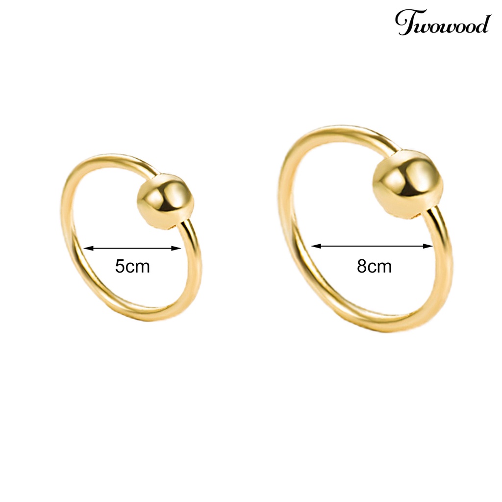 2 Pcs Anting Stud Bentuk Bulat Geometris Model Hollow Out