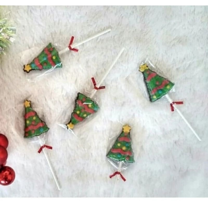 

lolipop cokelat pohon natal