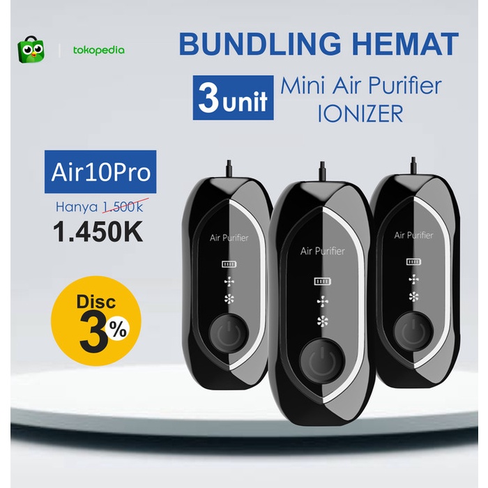 TERBARU Mini Air Purifier Ionizer AIR10PRO Kalung anti virus - Bundling 3 unit
