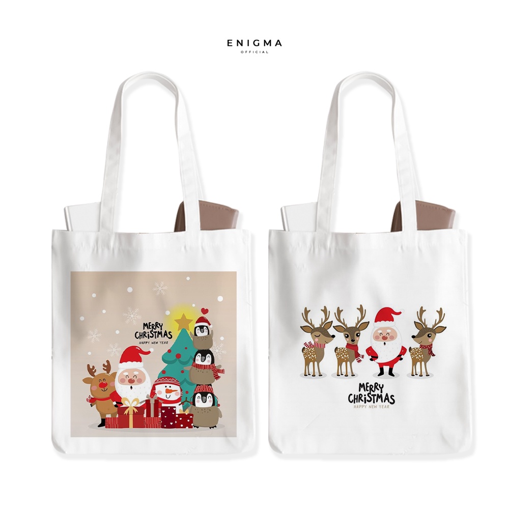 Totebag Merry Christmas  kanvas tote bag premium totebag wanita natal