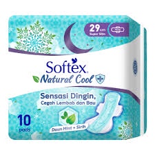 SOFTEX Natural Cool + Wing 29cm 10pads | Pembalut Softex Sensasi Dingin