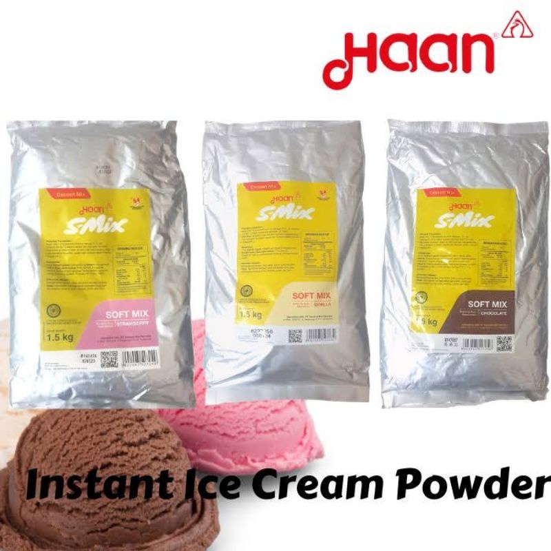 

HAAN SMIX S MIX S-MIX ICE CREAM PREMIX PRE MIX 1,5 1.5 KG RASA VANILLA VANILLA COKLAT CHOCOLATE SOKLAT STROBERI STRAWBERRY COCOK BISA BUAT UNTUK USAHA BISNIS JUALAN ES KRIM ESKRIM ESGREM ESGRIM TERASA SUSU SAPI BANGET SMOOTHIE CAMPURAN MINUMAN DINGIN BEKU