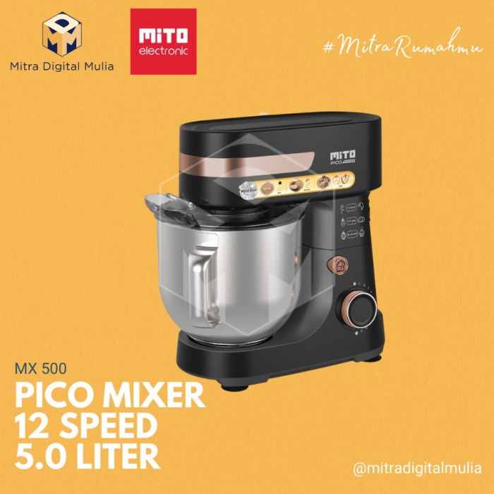 Mito MX 500 Stand Mixer Pengaduk Adonan Kue 5 Liter Hitam