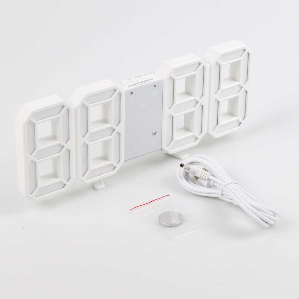 Jam Meja LED Digital OMHZOQWHClock - White