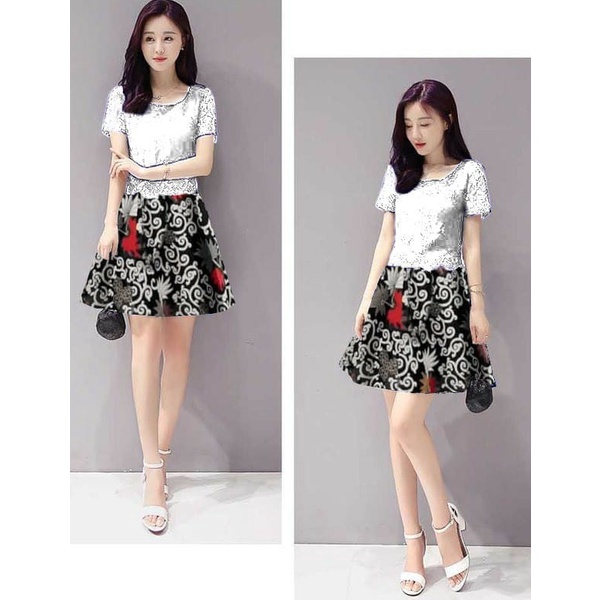 Baju Kondangan Wanita Dress Wanita Casual Dress Brukat Tile Gliter Manik Baju Korean Style Wanita Dr