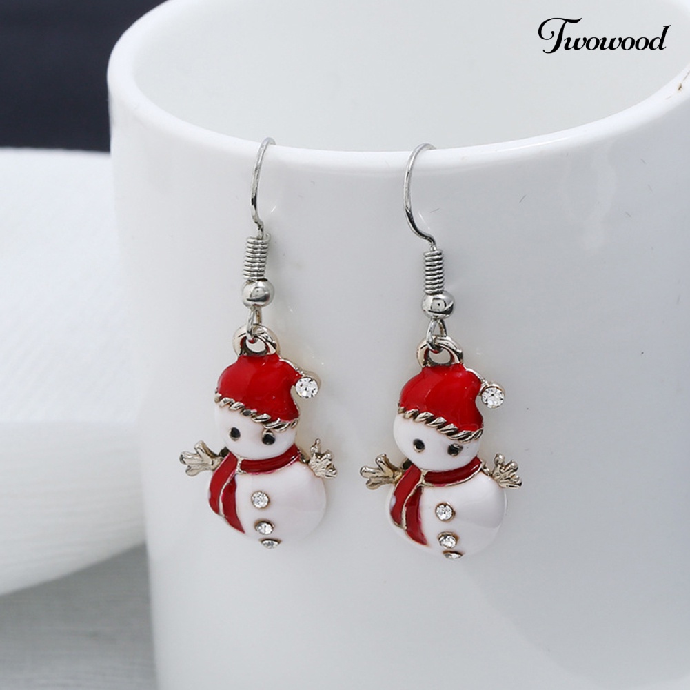 Anting Hook Model Snowman Natal Untuk Wanita