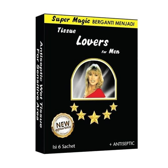 Tissue Magic Lovers For Men isi 6 sachet /Tisu Magic Man Premium Original Tissue Super Magic Power Tissu/Tissue Antiseptik khusus Pria