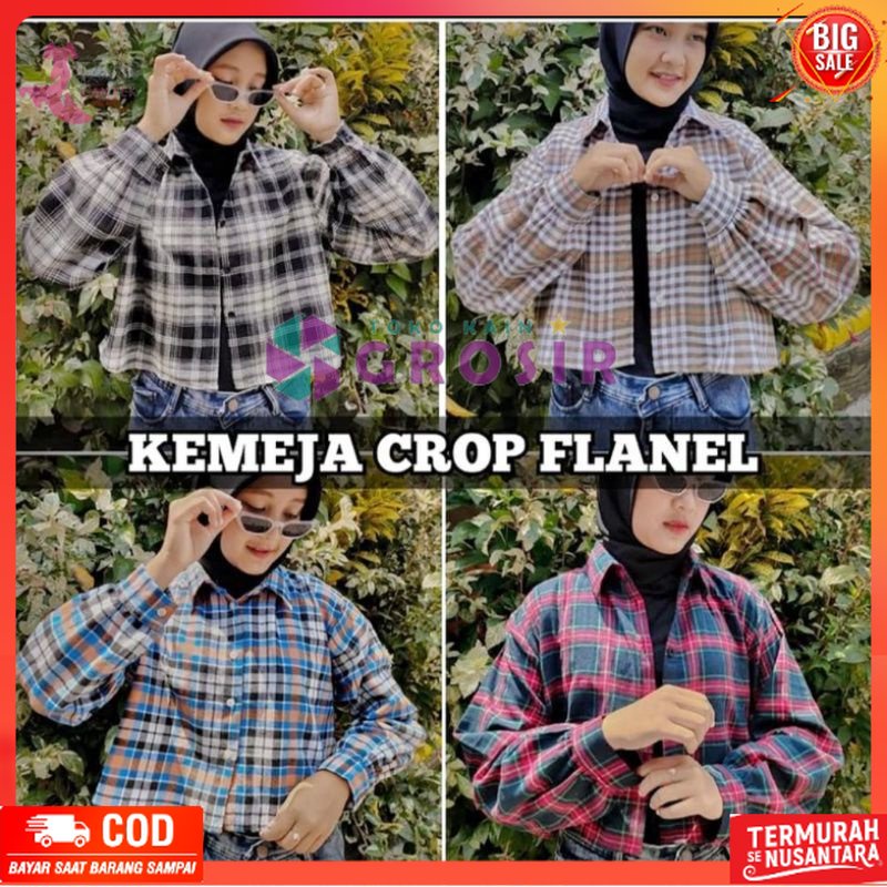 KEMEJA CROP FLANNEL//KEMEJA FLANNEL WANITA wanita ramping