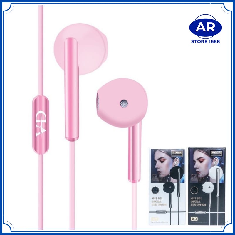 HANDSFREE/HEADSET/EARPHONE BUDS IN-HF EARPHONE VODA X3 BASS TERBAIK