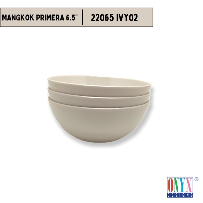 3 Pcs Mangkok 6.5" Onyx Melamin Primera Series Polos - 22065