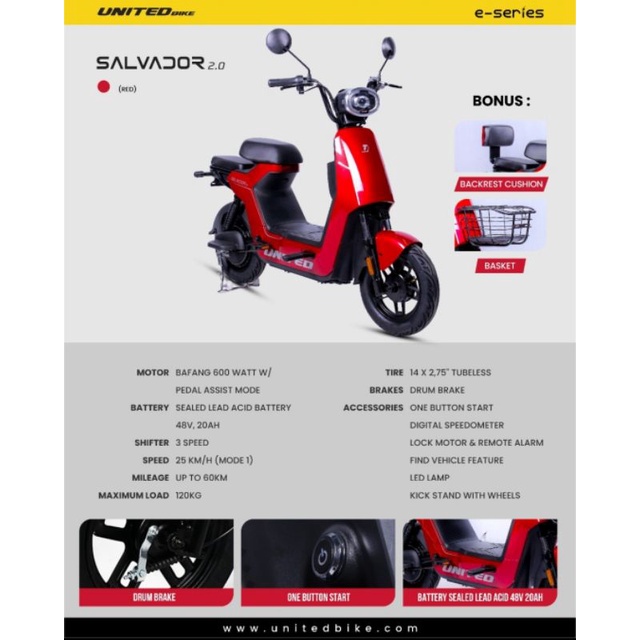 Jual Sepeda Listrik United Salvador Electric E Bike Watt