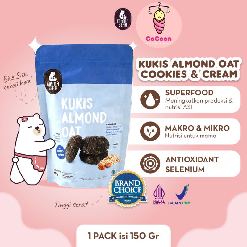 Kukis Almond Oat Mamabear Mama Bear Cookies and Cream 150 gr