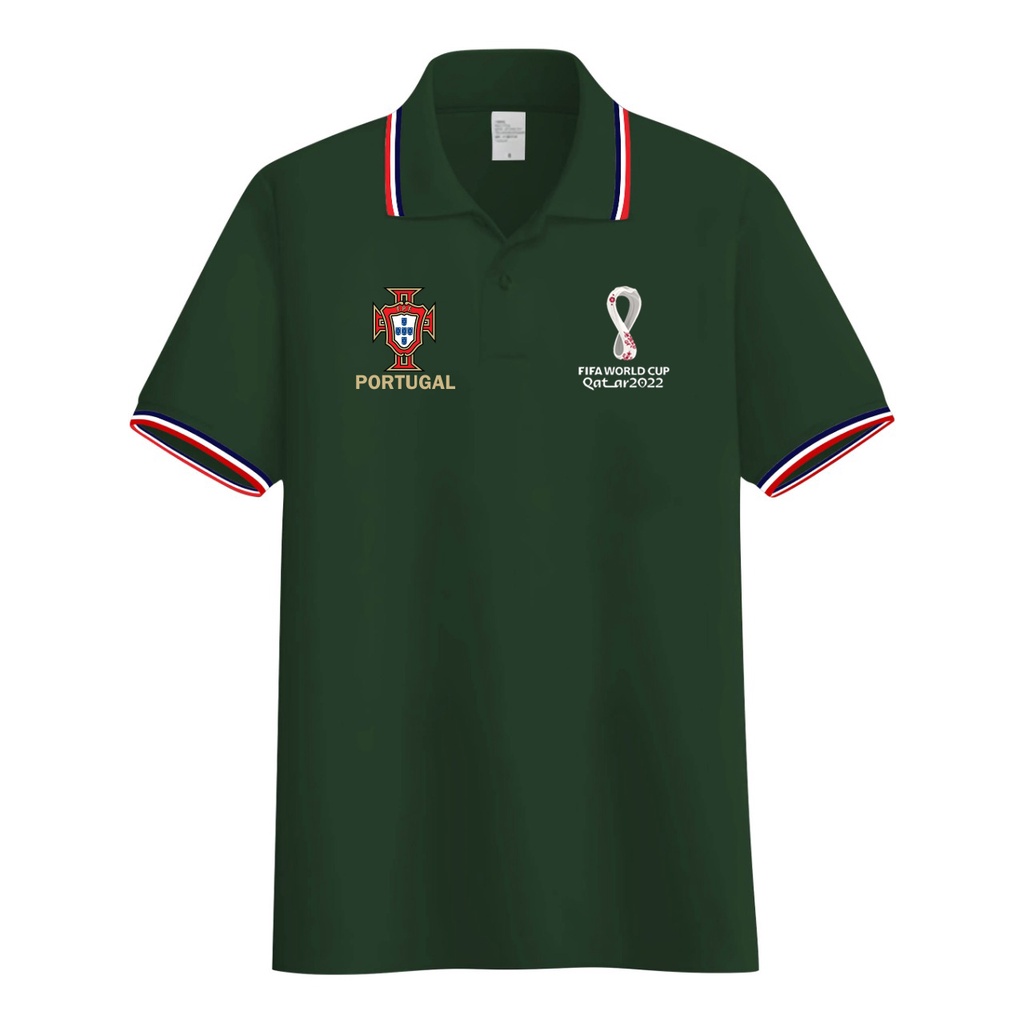 MALVARO-Kaos Polo Shirt Pria Logo Piala Dunia 2022 / Polo List / Baju Kerah / Polo Portugal