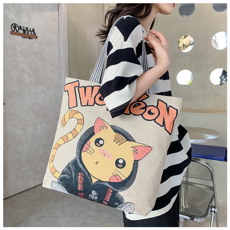 BAO001 Disney Totebag Canvas Kanvas Wanita Lucu Mickey Minnie Mouse Donald Totebag Kanvas Tas Karakter Tas Bahu student shopping bag shoulder bag embroidered bag