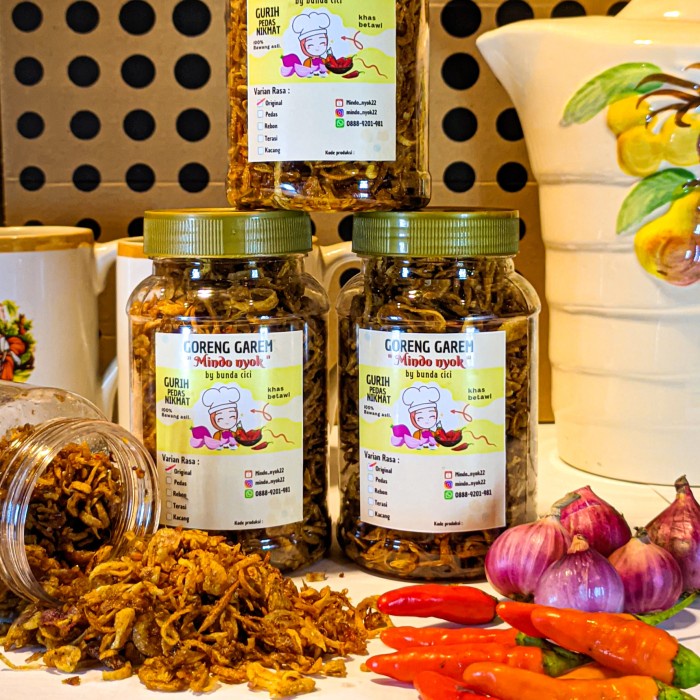 

Paket hemat 4 toples Goreng Garem Mindo Nyok, Khas Betawi tanpa tepung