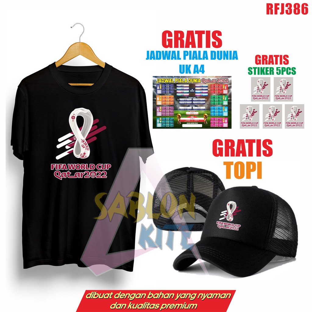 GRATIS TOPI STIKER JADWAL!!! KAOS PIALA DUNIA WORLD CUP QATAR 2022 RFJ386