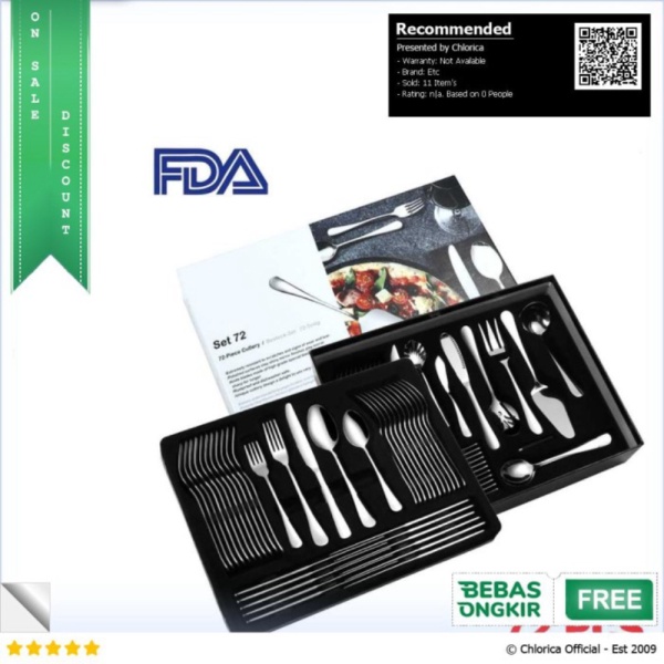 

Promo FDA Cutlery Set Perlengkapan Makan Sendok Garpu Pisau 72PCS - TW872 - Silver Etc Berkualitas