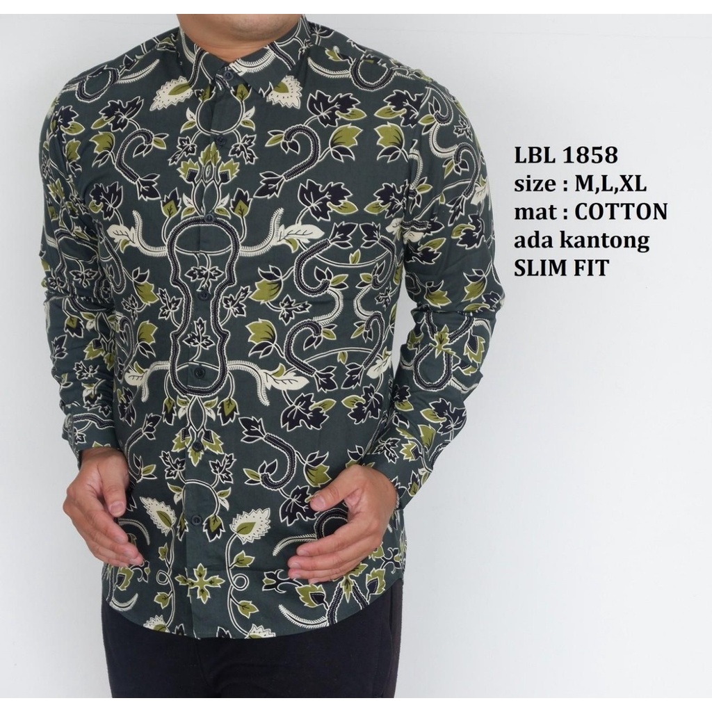 KEMEJA BATIK PRIA SLIM FIT LENGAN PANJANG BAJU BATIK PRIA LBL1858