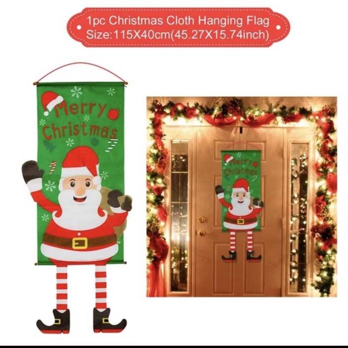 

Banner Spanduk Merry Christmas Outdoor Dekorasi Natal Krans Pintu Kaca - HH 231 SANTA