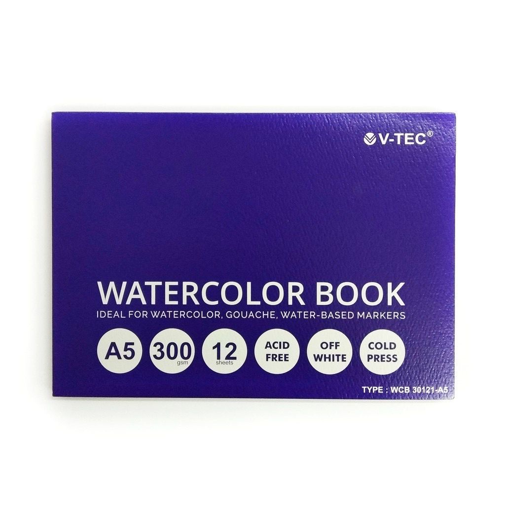 

V-tec Watercolor Book A5 300gsm / Skecth Cat Air / Watercolor Buku Gambar Pad V-tec Murah