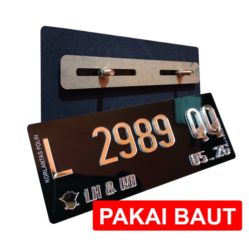 Plat Motor Crome Akrilik Baut Hitam Putih