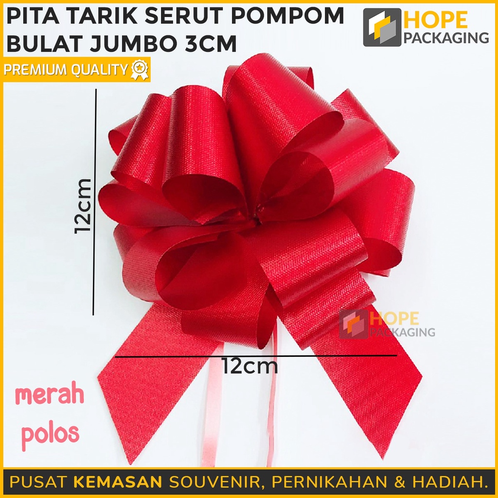Pita Tarik Serut Pompom Bulat Jumbo 3 cm